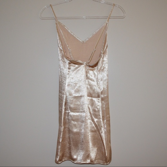 Gold Satin Slip Dress - Picture 5 of 7